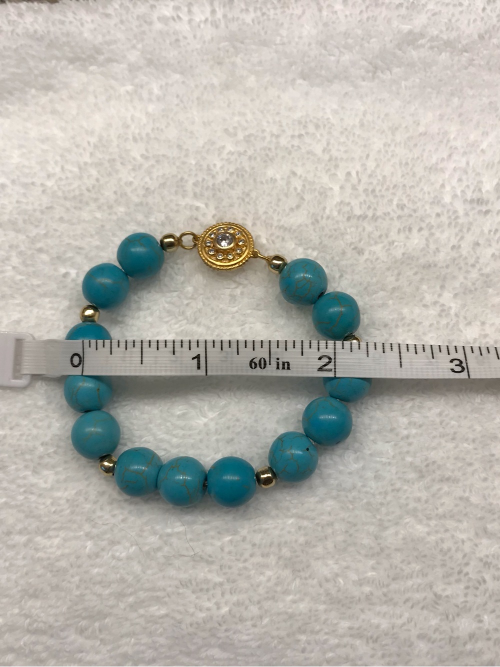 Freida Rothman Turquoise Bead Bracelet with Gold Accent Clasp - Picture 3 of 3